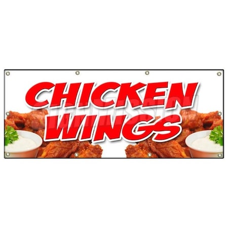 Signmission CHICKEN WINGSBANNER SIGN crispy spicy buffalo hot dipping sauce B-96 Chicken Wings
